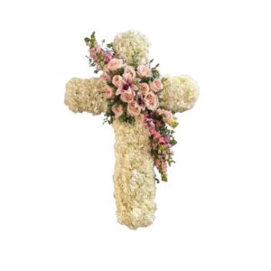 Pink Rose & Snapdragons Cross