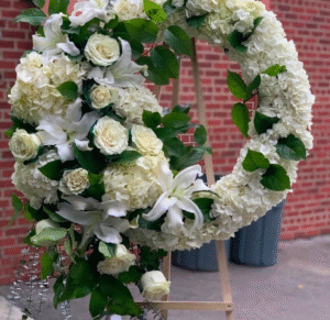 White Rose and Lily Wreath
