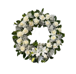 White Rose and Lily Wreath