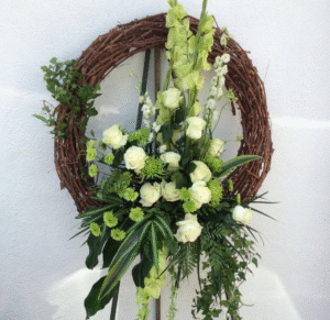Natural Grapevine Wreath with White Roses