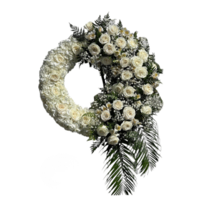 Ivory Rose and Palm Wreath