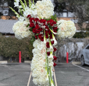 Red and White Floral Cross