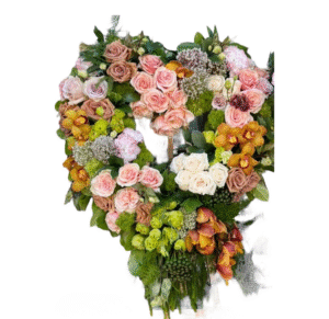 Blush and Amber Heart with Orchid Accents