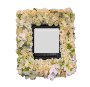 White and Ivory Floral Frame with Orchids and Lilies